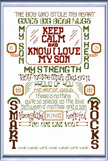 cross stitch pattern Let's Love our Sons