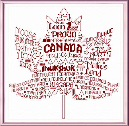 cross stitch pattern Let's Visit Canada