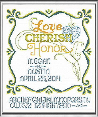 cross stitch pattern Love Cherish Honor