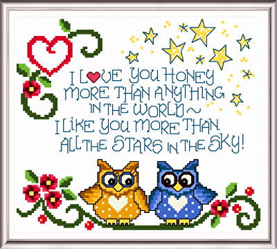cross stitch pattern Owls in Love