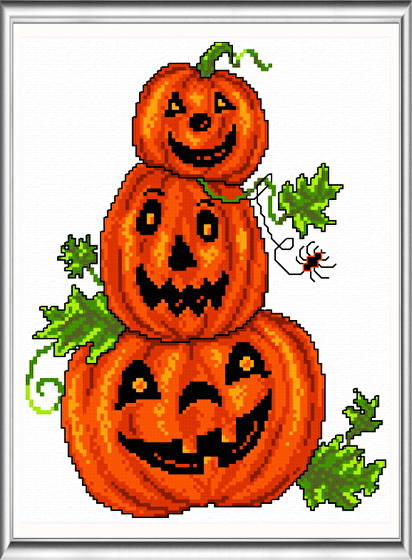 cross stitch pattern Pumpkin Trio