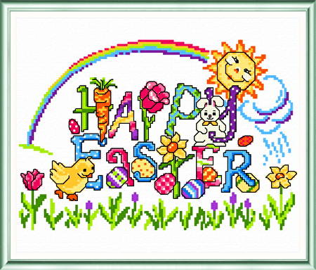 cross stitch pattern Happy Easter Greeting