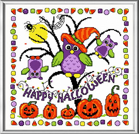 cross stitch pattern Halloween Tricks
