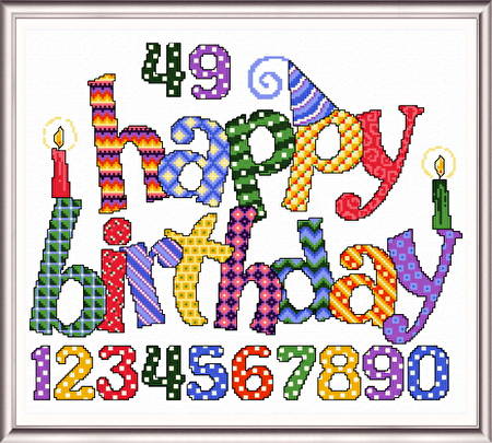cross stitch pattern Happy Birthday