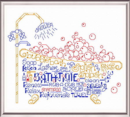 cross stitch pattern Let's Bubble Bathe