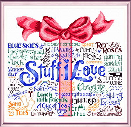 cross stitch pattern Let's Love Stuff