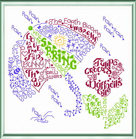 cross stitch pattern Let's Think Spring