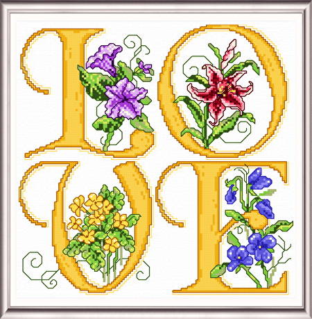 cross stitch pattern Love Squared