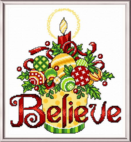 cross stitch pattern Believe Ornaments