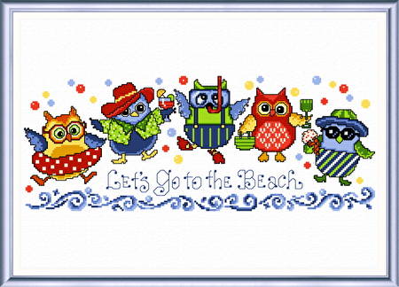 cross stitch pattern Beach Owls