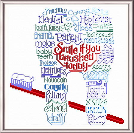 cross stitch pattern Let's Thank our Dentist