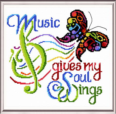 cross stitch pattern Music Wings