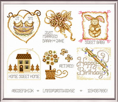cross stitch pattern 6 Sepia Celebrations