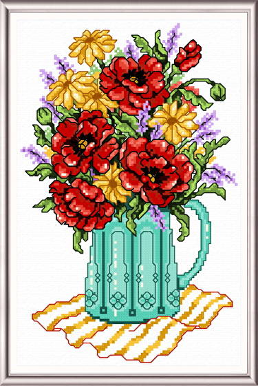 cross stitch pattern Spring Flowers in a Vase