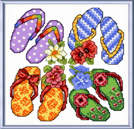cross stitch pattern Flip Flops in Summer