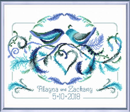 cross stitch pattern Love Birds Wedding