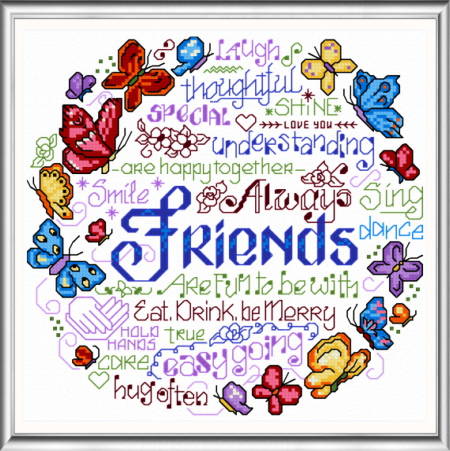 cross stitch pattern Let's Be Happy Together