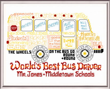 cross stitch pattern Let's Cheer for the Busdriver