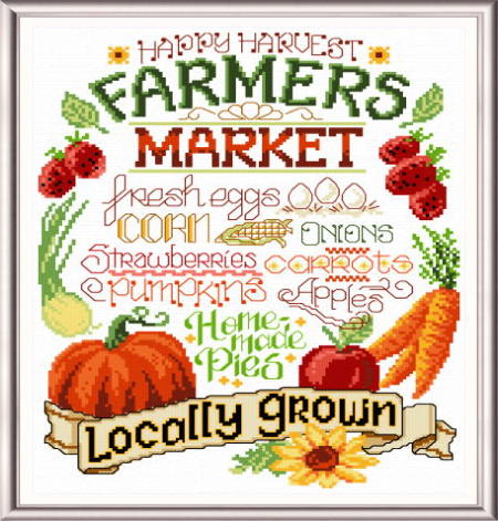 cross stitch pattern Let's Farm Fresh
