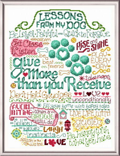 cross stitch pattern Let's Learn From Our Dogs