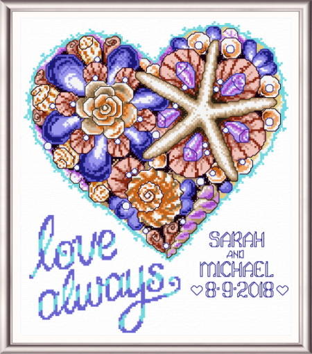 cross stitch pattern Seashell Heart Wedding