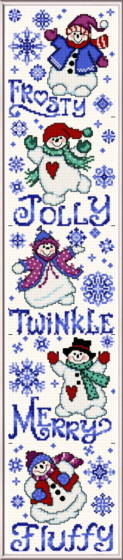 cross stitch pattern Fluffy Snowmen - tall