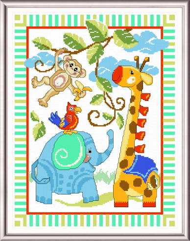 cross stitch pattern Giraffe and Friends