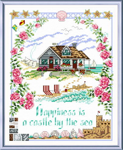 cross stitch pattern Happiness is a Castle by the Sea