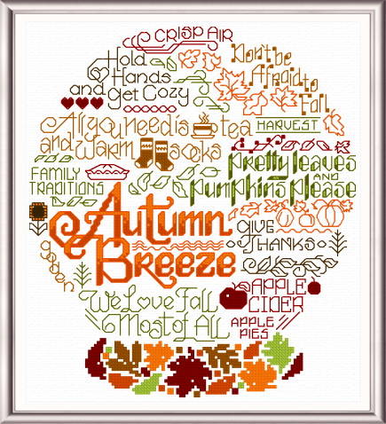 cross stitch pattern Let's Breeze into Autumn