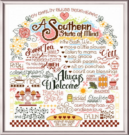 cross stitch pattern Let's Visit the South