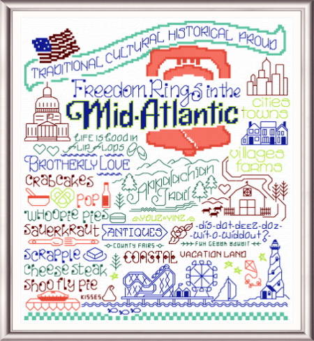cross stitch pattern Let's Visit the Mid-Atlantic