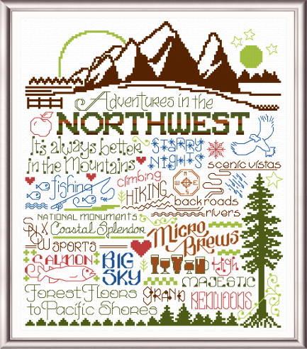 cross stitch pattern Let's Visit the Northwest