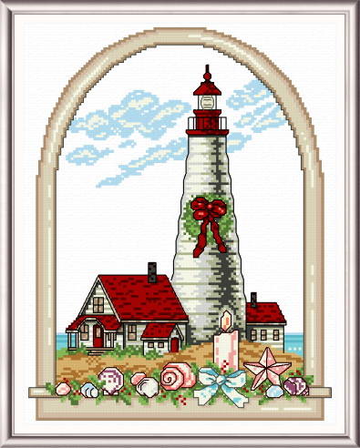 cross stitch pattern Holiday Lighthouse