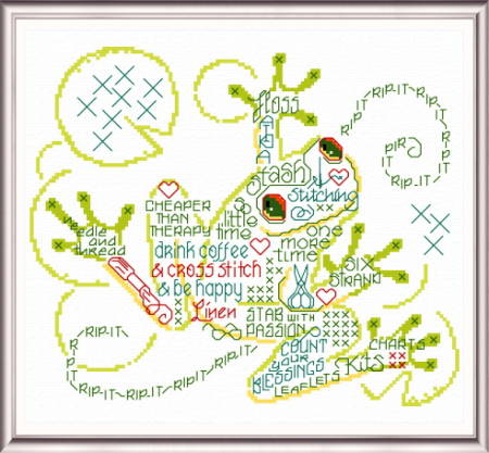 cross stitch pattern Let's Frog