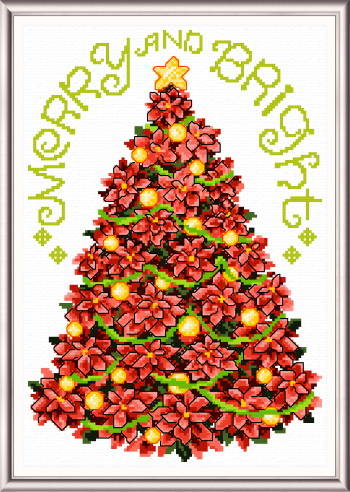 cross stitch pattern Poinsettia ChristmasTree