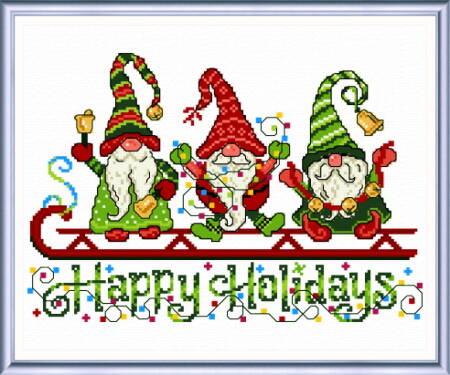 cross stitch pattern Gnome's Happy Holiday