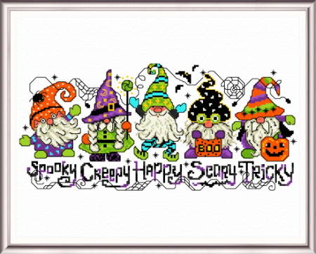 cross stitch pattern Halloween Gnomes