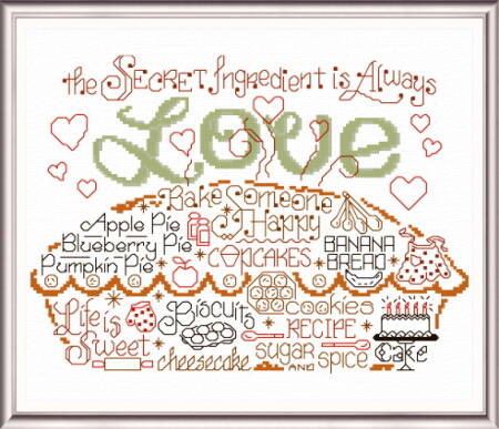 cross stitch pattern Let's Bake with Love