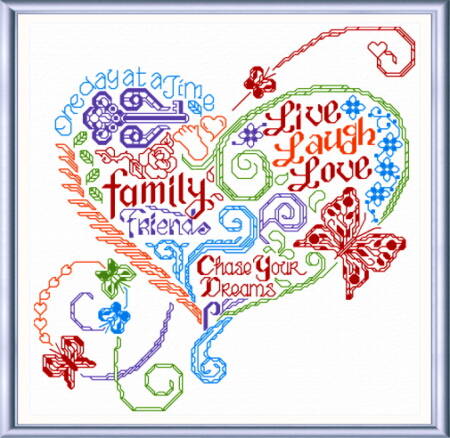 cross stitch pattern Let's Live Laugh Love
