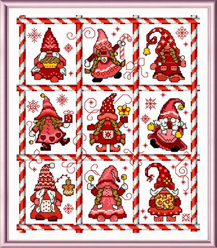 cross stitch pattern Mingle Jingle Zoom Gnomettes