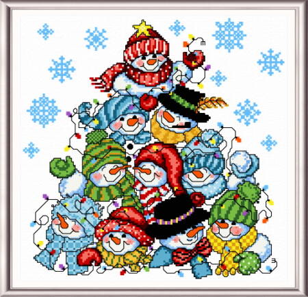cross stitch pattern Snowman Stack