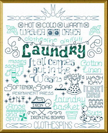 cross stitch pattern Let's Do Laundry