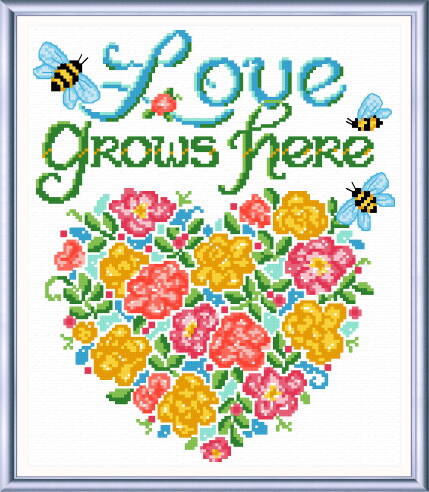 cross stitch pattern Love Grows Here