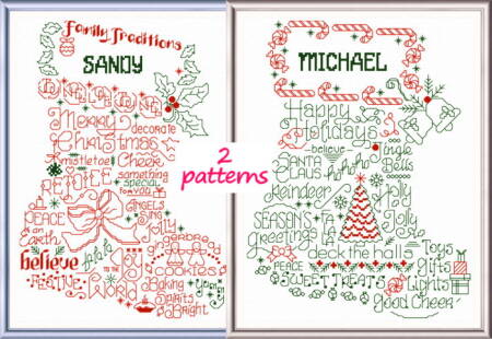 cross stitch pattern Mrs Holiday Stocking