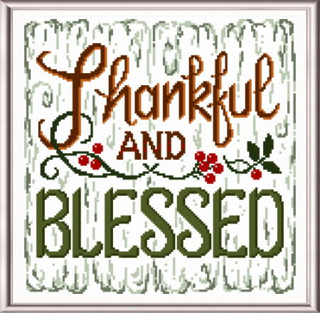 cross stitch pattern Thankful and Blessed