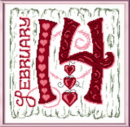 cross stitch pattern February 14 sign