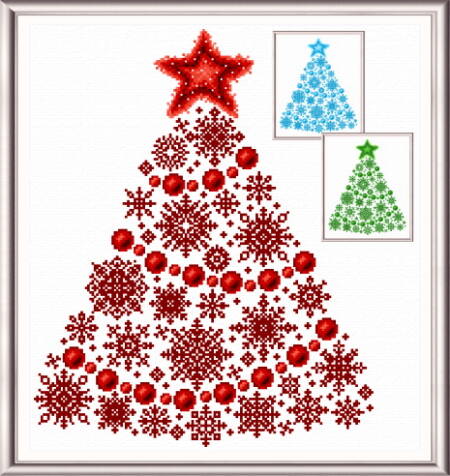 cross stitch pattern Redwork Holiday Tree