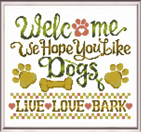 cross stitch pattern Welcome - Hope you like Dogs