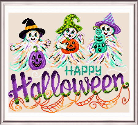 cross stitch pattern Halloween Ghosts