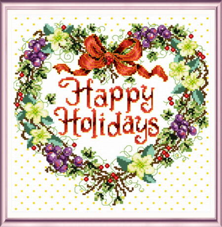 cross stitch pattern Holiday Wreath